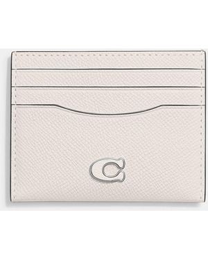 COACH Flat Card Case In Crossgrain Leather - Natural