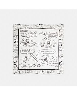 COACH X Peanuts Newspaper Print Silk Square Scarf - Metallic