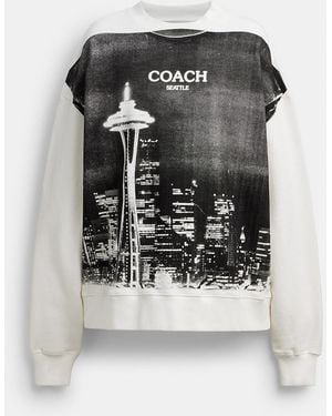 COACH Postcard Crewneck Sweatshirt - Black