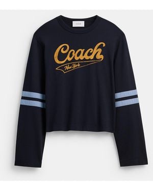 COACH Sporty Script Long Sleeve Shirt - Blue