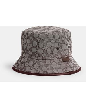 COACH Signature Jacquard Bucket Hat - Brown