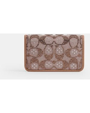 COACH Essential Slim Card Case In Crystal Signature Jacquard - Pink