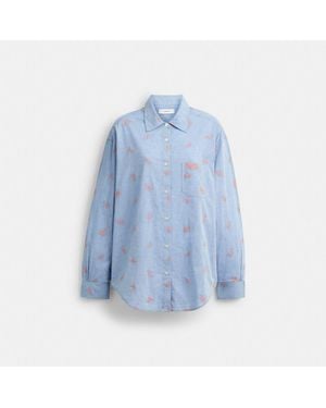 COACH Floral Embroidery Shirt - Blue