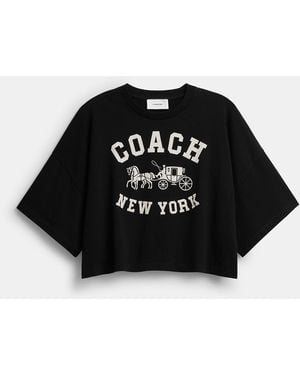 COACH Short Sleeve Wide Cropped Crewneck T-Shirt - Black