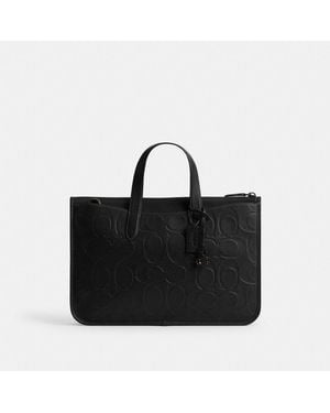 COACH Isaac Workbag In Maxi Signature Leather - Black