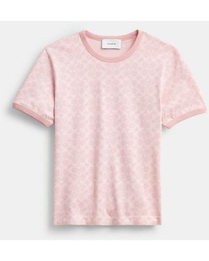 COACH Signature Ringer T-Shirt - Pink
