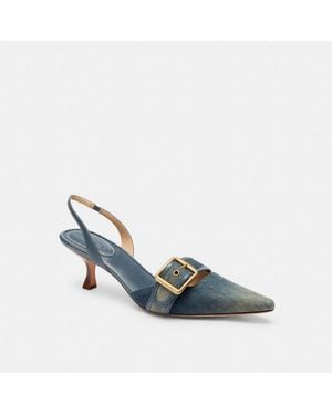 COACH Margot Slingback In Loved Denim - Blue