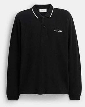 COACH Trim Long Sleeve Polo - Black