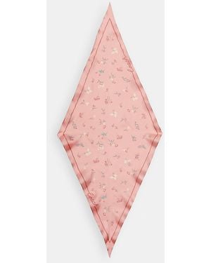COACH Tossed Floral Print Silk Diamond Scarf - Pink