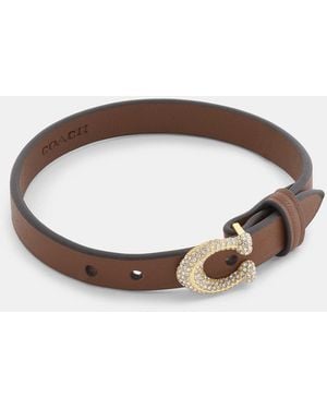COACH Signature Pavé Leather Bracelet - Brown