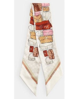 COACH Stacked Tabby Bags Print Silk Skinny Scarf - Multicolour