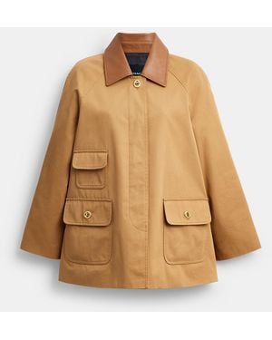 COACH Turnlock Swing Coat - Natural