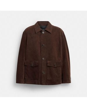 COACH Suede Shirt Jacket - Brown