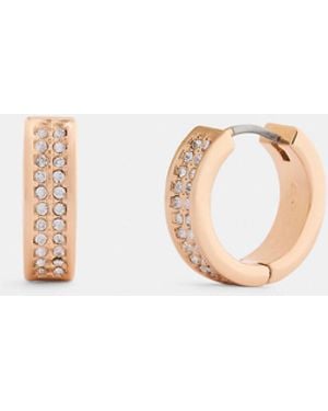 COACH Pavé C Huggie Earrings - Pink