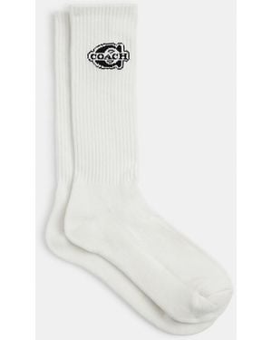 COACH Soho Calf Socks - White