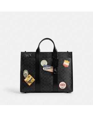 COACH Wesley Tote Bag With Patches - Black