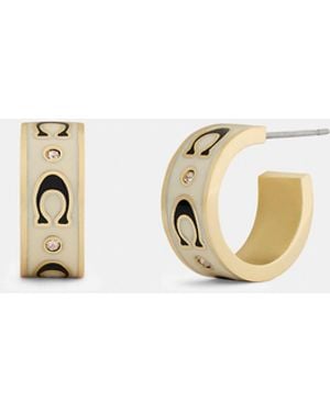 COACH Repeated C Huggie Earrings - Metallic