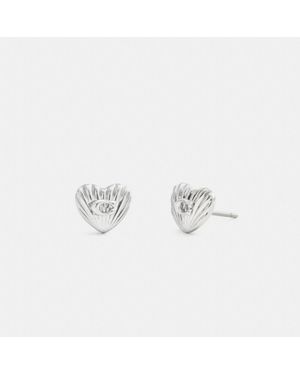 COACH Signature Heart Stud Earrings - Metallic