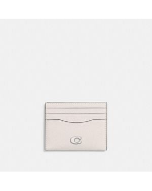 COACH Flat Card Case In Crossgrain Leather - Natural