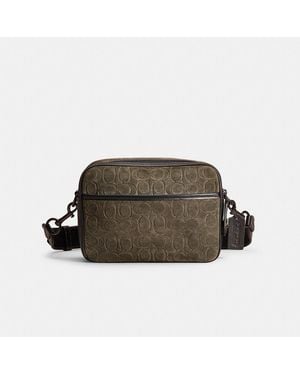 COACH Restored Flight Bag In Signature Suede - Brown