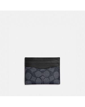 COACH Flat Card Case In Signature - Black
