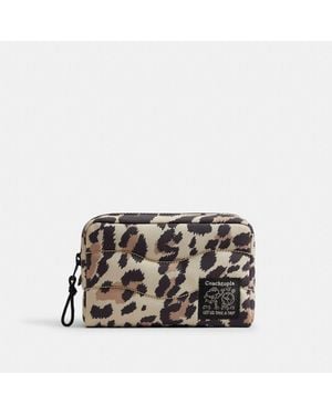 COACH Topia Loop Pouch With Leopard Print - Black
