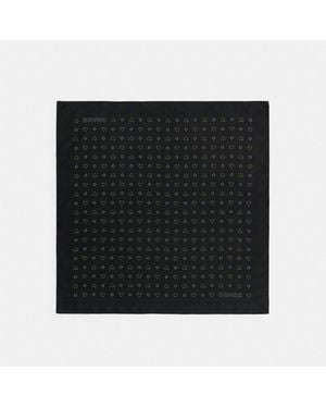 COACH Dotty Heart Print Silk Bandana - Black