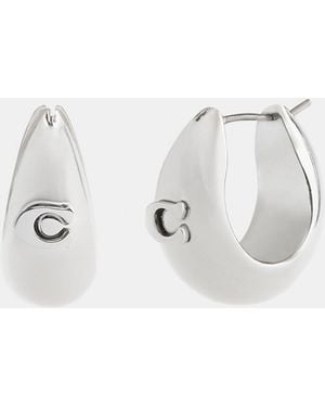 COACH Signature Thick Hoop Earrings - White