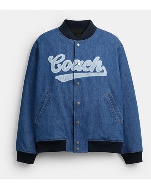 COACH Denim Varsity Jacket - Blue