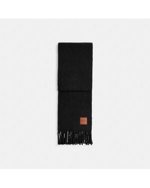 COACH Oversized Muffler With Leather Patch - Black