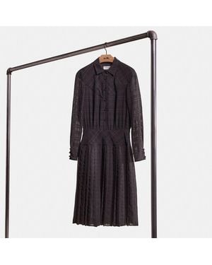 COACH Restored Plaid Pleated Shirt Dress - Blue
