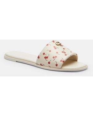 COACH Holly Sandal With Cherry Print - Natural