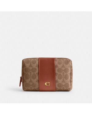 COACH Essential Cosmetic Pouch In Signature Canvas - Brown