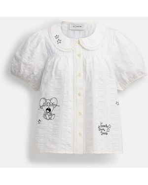 COACH Brain Dead Embroidered Button Up Blouse - White