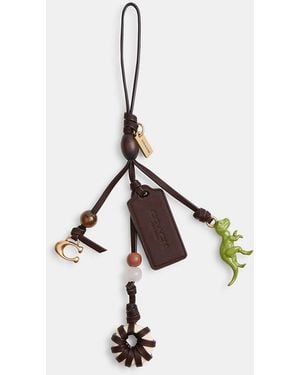 COACH Dino Heritage Leather Bag Charm - Metallic