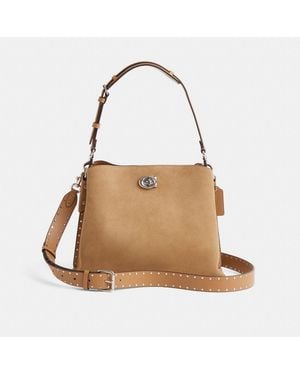 COACH Restored Willow Shoulder Bag With Rivets - Brown