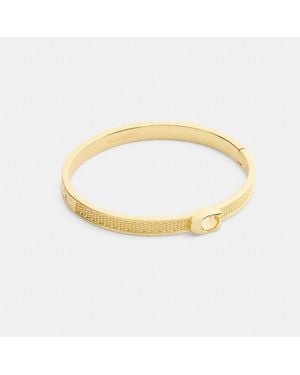 COACH Textured Signature Hinged Bangle - Metallic