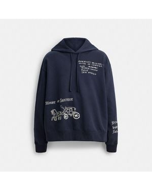 COACH Sketch Horse And Carriage Relaxed Hoodie - Blue
