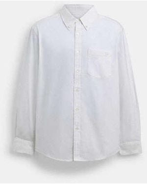 COACH Long Sleeve Button Down Shirt - White