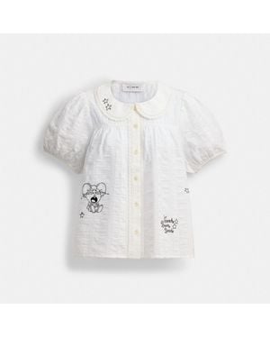COACH Brain Dead Embroidered Button Up Blouse - White