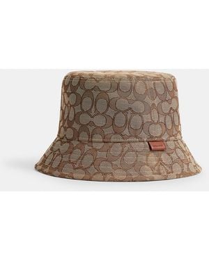 COACH Signature Jacquard Bucket Hat - Brown