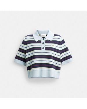COACH Cropped Stripe Polo - Blue
