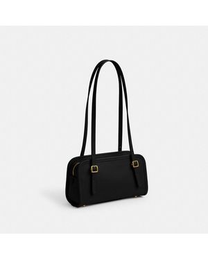バッグ archive coach black leather studs bags COACH SHOULDER SATCHEL TOTE BAG BLACK LEATHER ZIP #6491 HANG