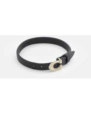 COACH Signature Pavé Leather Bracelet - Black