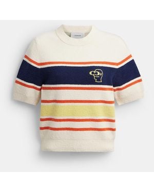 COACH Brain Dead Striped Knit Top - Blue