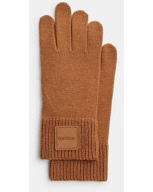 COACH Knit Tech Gloves With Rubber Patch - Black