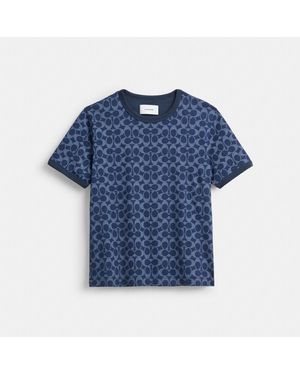 COACH Signature Ringer T Shirt In Organic Cotton - Blue