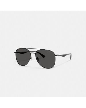 COACH C Hardware Metal Pilot Sunglasses - Black