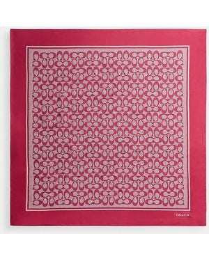 COACH Textured Signature Print Silk Square Scarf