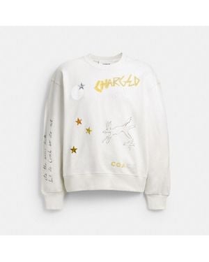 COACH Shrunken Sketch Print Crewneck Sweatshirt - White